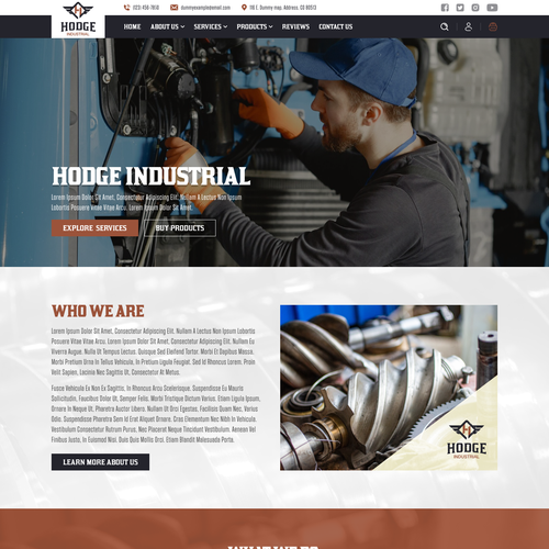 Industrial design website with the title 'Web Page Design'