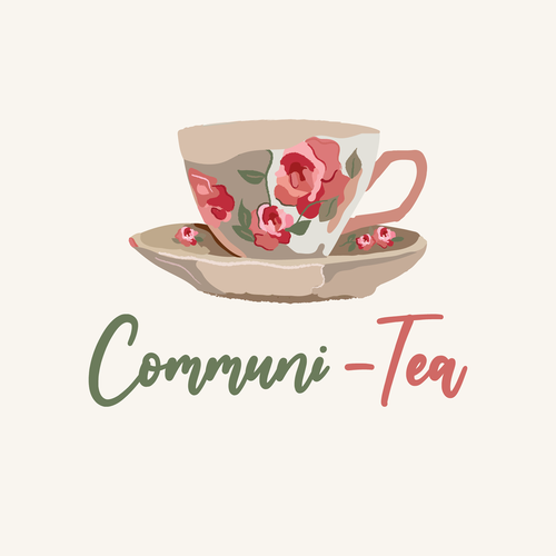 Teacup design with the title 'Communi- Tea Logo'