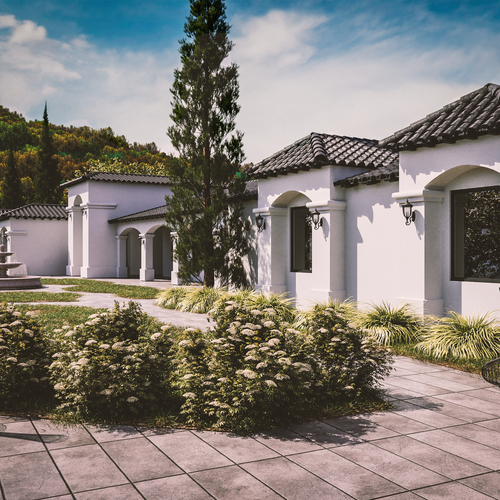 Exterior design with the title '3D Architectural Visualization for a residence in Temecula'