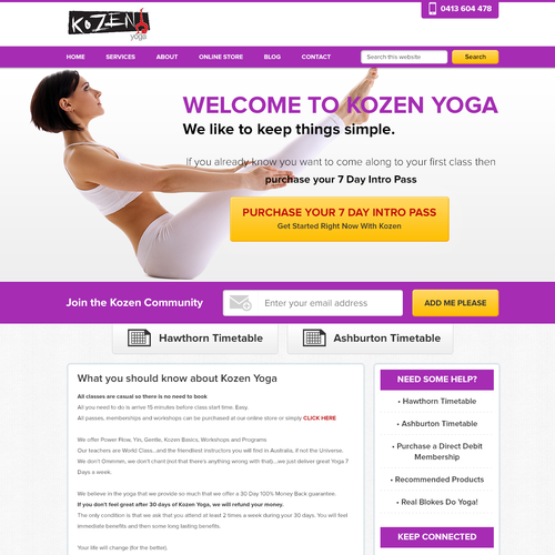 Yoga website with the title 'Yoga Website'