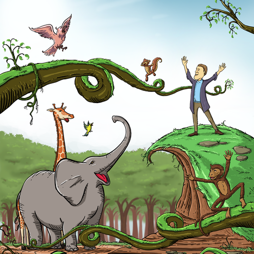 Book cover illustration with the title 'Kid's book illustration'