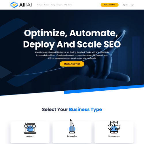 Artificial intelligence website with the title 'Software company web design'