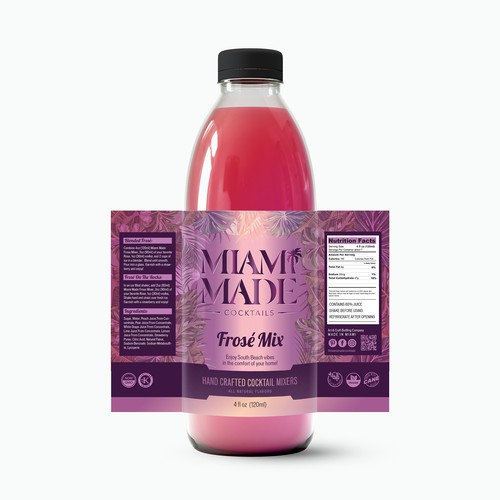 Juice label with the title 'Miami Made Cocktail Mixers'