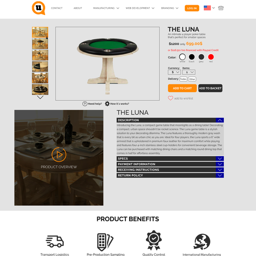 Product design website with the title 'Make Entrepreneurs Dreams Come True!'