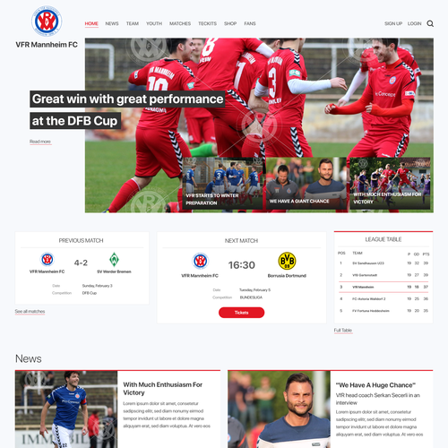 Club website with the title 'Soccer Club Website'