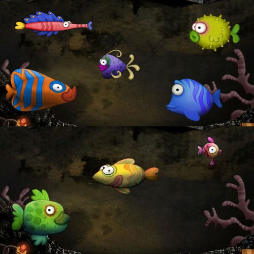 Fish artwork with the title 'Character Design for mobile app'