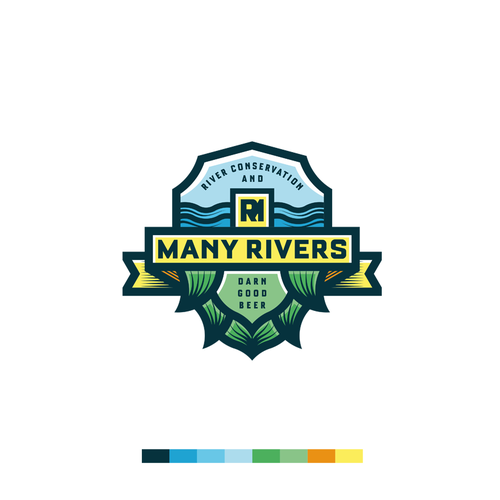 Blue and green logo with the title 'Logo concept for craft beer.'