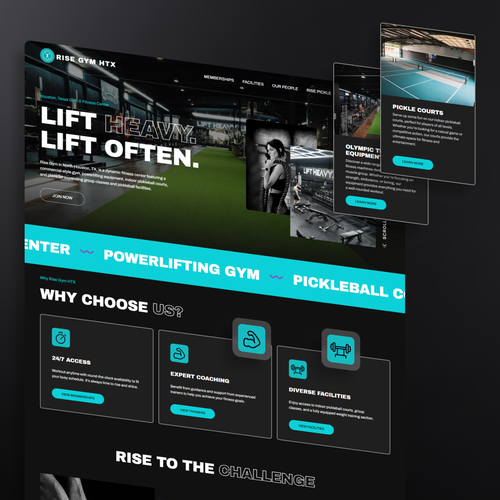 JavaScript design with the title 'Rise Gym'