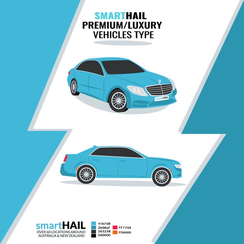 App illustration with the title 'Luxury Vehicles Type was Required For Cab App'