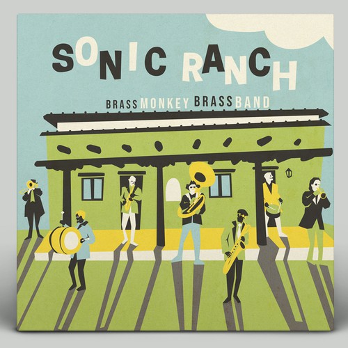 CD cover illustration with the title 'CD COVER - SONIC RANCH'