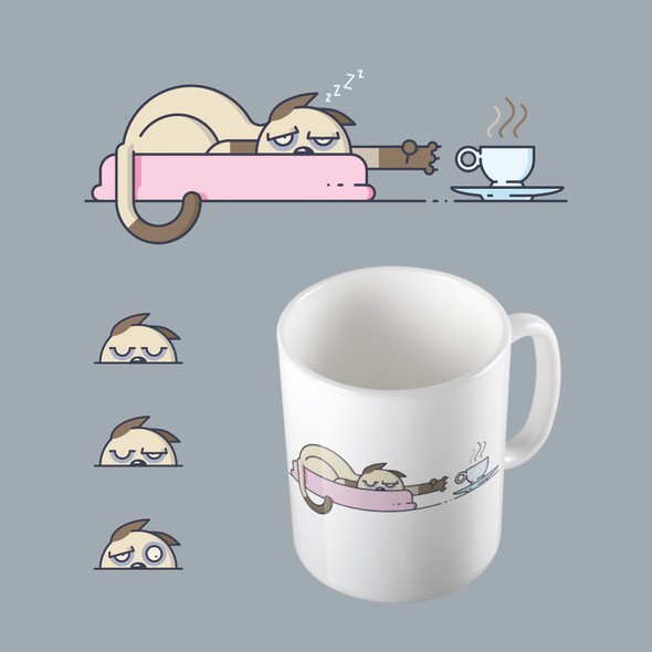 Cartoon character illustration with the title 'Coffee Cat'