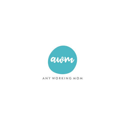 Turquoise logo with the title 'Logo Any Working Mom'
