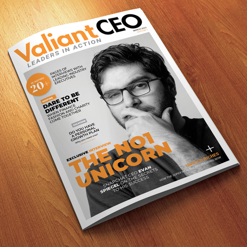 Magazine ad design with the title 'Magazine cover template for ValiantCEO.com'