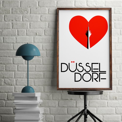 Heart illustration with the title 'Concept for a Düsseldorf poster'