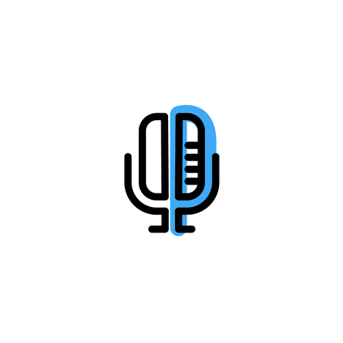 Microphone logo with the title 'Logo concept for a podcast webpage'