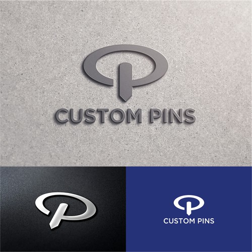 Pin logo with the title 'Custom Pins'