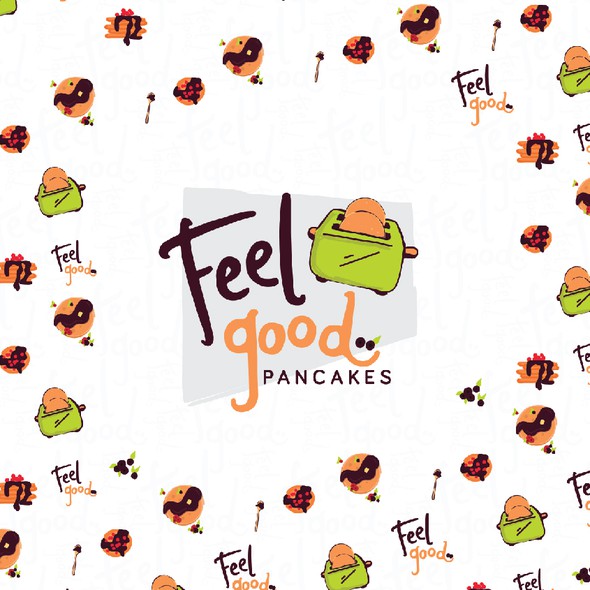 Pancake design with the title 'Hand drawn whimsical pancake toaster'