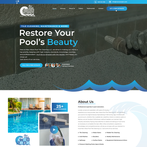 Cleaning website with the title 'Website design for a pool service company.'