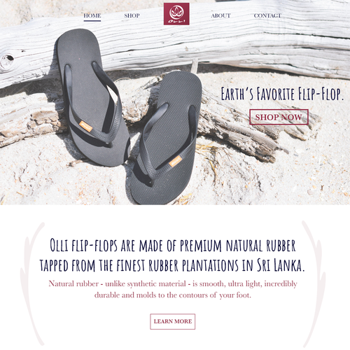 Trendy website with the title 'Web Design for Natural Rubber Flip-Flops'