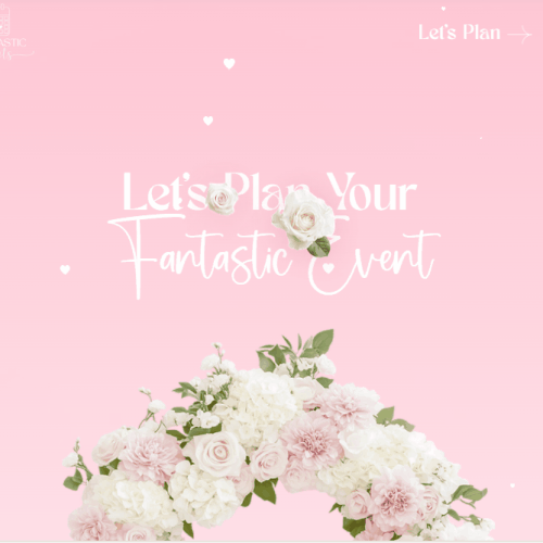 Pink website with the title 'Plantastic Events'