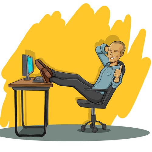 Office design with the title 'Cartoon caracter'