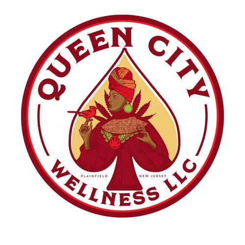 Playing card design with the title 'Queen City Wellness'
