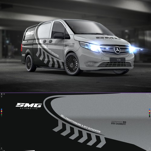 Photoshop design with the title 'Van wrap - ContestWinner'
