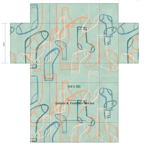 Modern packaging with the title 'Earthy chic socks'