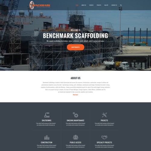 Industry website with the title 'Benchmark Scaffolding'