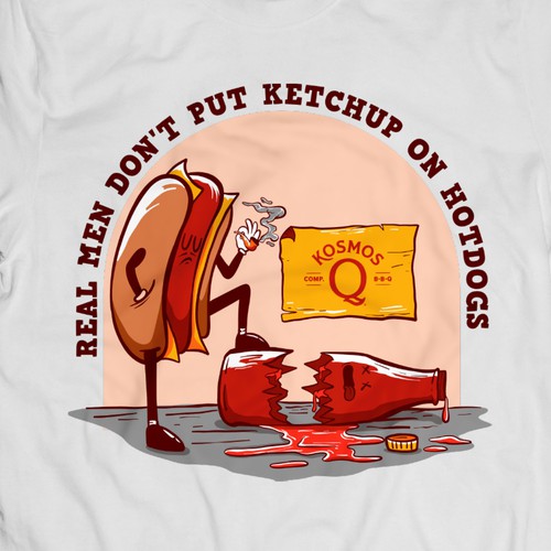 Hot dog design with the title 'Hot dog VS Sauce Character design'