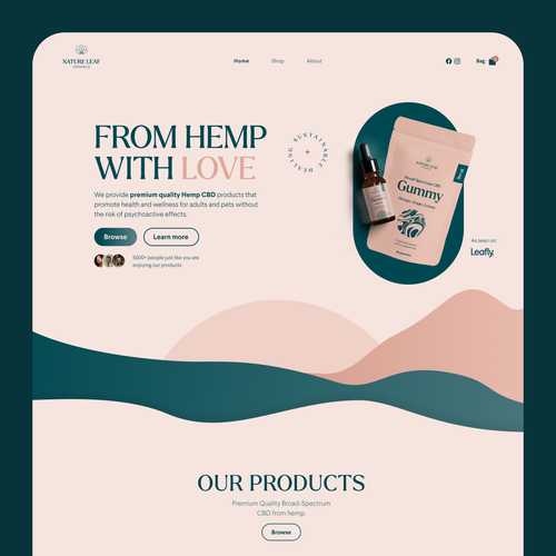 Natural website with the title 'Web Design for CBD Brand'