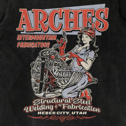 Industrial t-shirt with the title 'Pin-Up Welder '