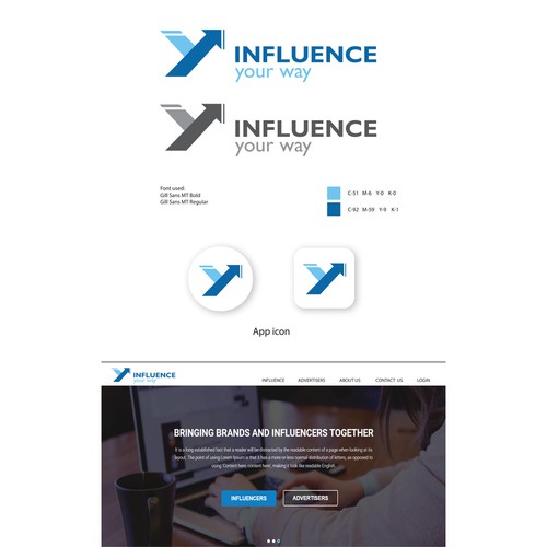 Way design with the title 'Design a fun and tech startup-ey logo for an Influencer Marketing company'