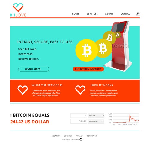 Kiosk design with the title 'A simple bitcoin webdesign'