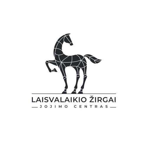 Horse riding logo with the title 'Laisvalaikio Žirgai'