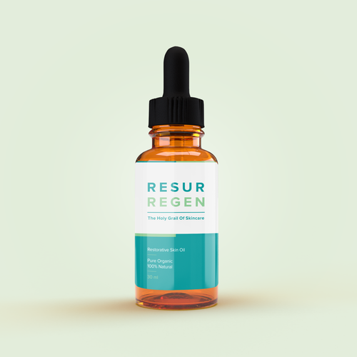 Skincare label with the title 'Restorative and Regenerative Tincture - The Holy Grail of Skincare'