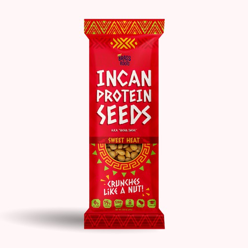 Art packaging with the title 'Incan Seeds Packaging'