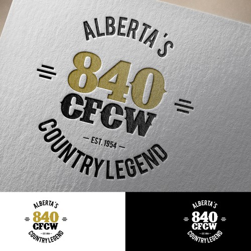 Radio logo with the title 'Create a logo for 840 CFCW, a hertiage Country Music Station that was established in 1954'