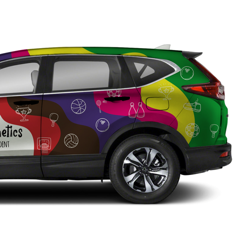 Wrapping design with the title 'Funny & Colorfull Car Wrap'