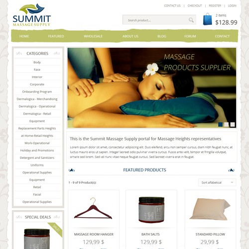 Spa website with the title 'Webite design'