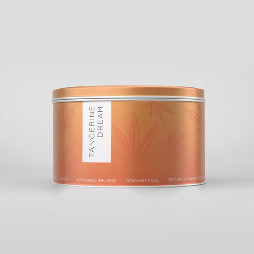 Canister design with the title ' Tangerine Dream Tablets Mint Packaging'