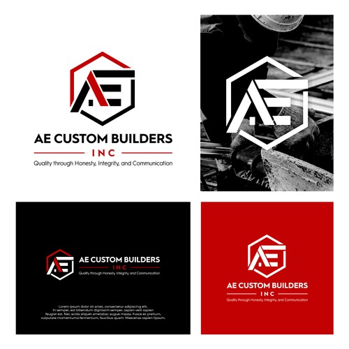 Construction company logo with the title 'AE CUSTOM BUILDERS INC'