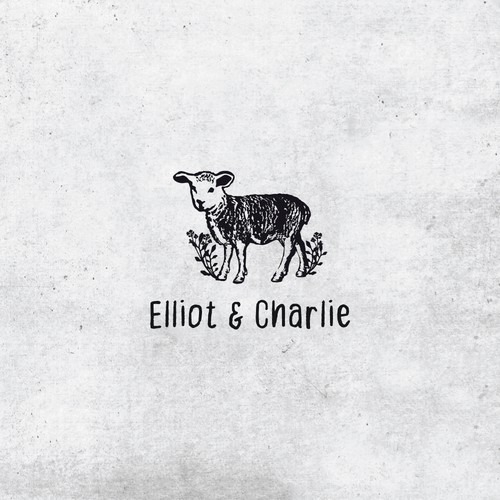 Sheep logo with the title 'Hand-drawn logo with an animal'