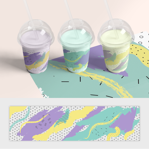 Memphis design with the title 'Another Bubble Milk tea Universal label '