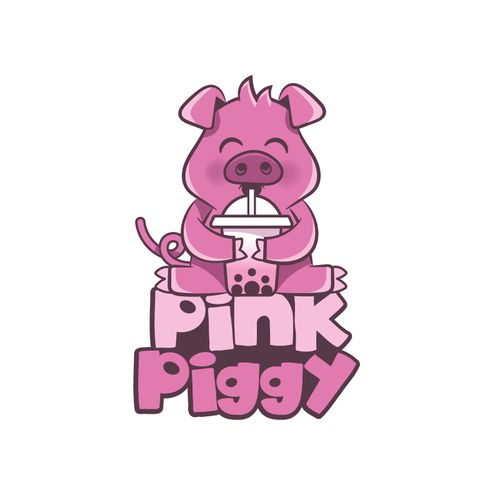 Boba logo with the title 'Pink pig'