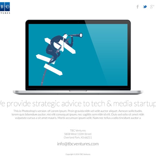 Bright website with the title 'One Page simple & clean for Ventures/Advisory firm'