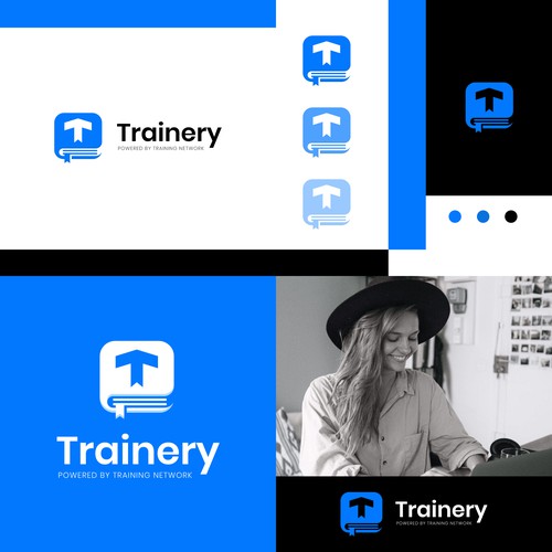 Ocean blue logo with the title 'Trainery logo concept'