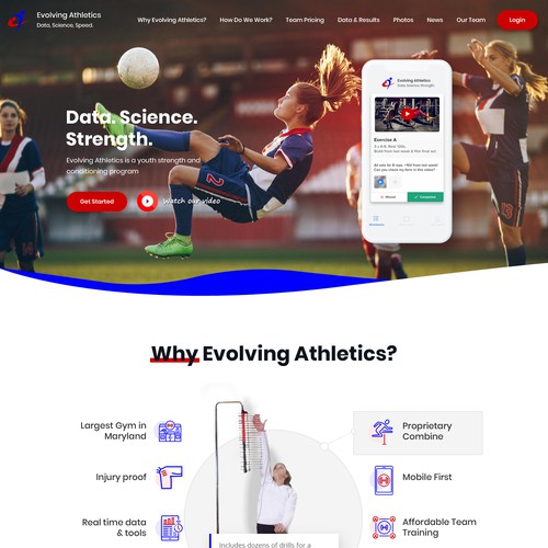 Game website with the title 'Evolving Athletics Gym Website'
