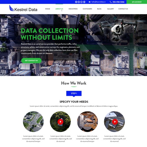Construction website with the title 'Kestrel Data Services'