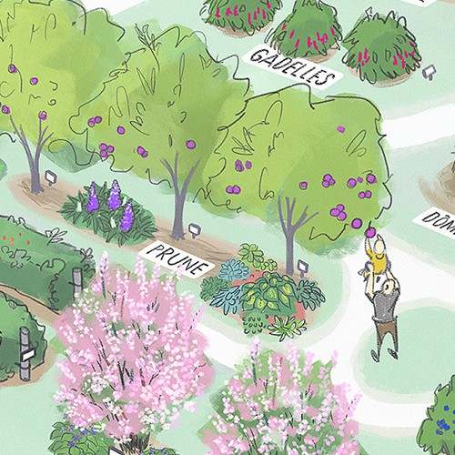 Landscape artwork with the title 'Edible landscape'